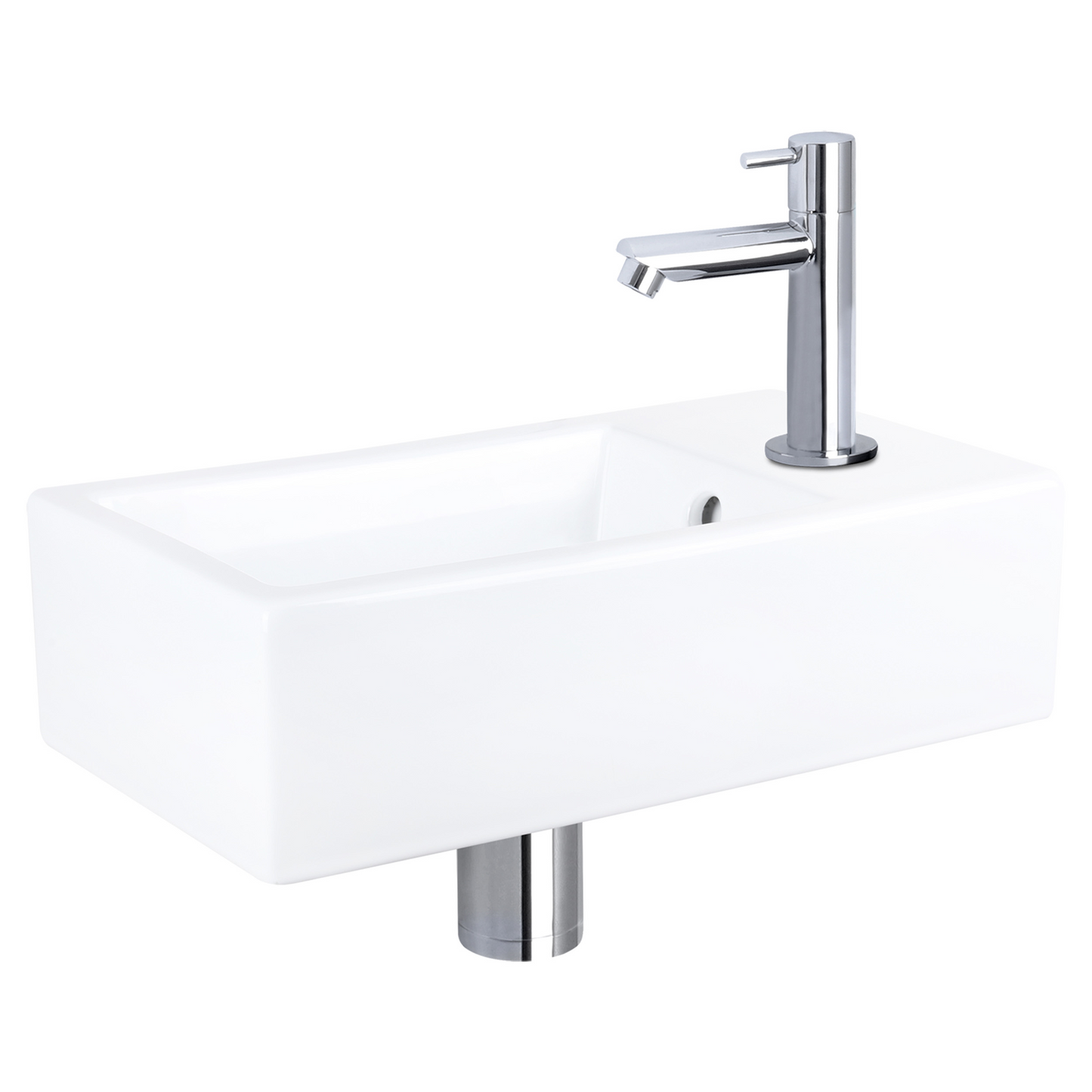 Complete fonteinset Differnz Force 40x22 cm keramiek en glanzend chroom rechte kraan