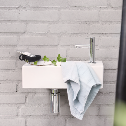 Complete fonteinset Differnz Force 40x22 cm keramiek en glanzend chroom rechte kraan