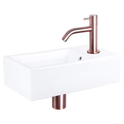 Complete fonteinset Differnz Force 40x22 cm keramiek en koper gebogen kraan