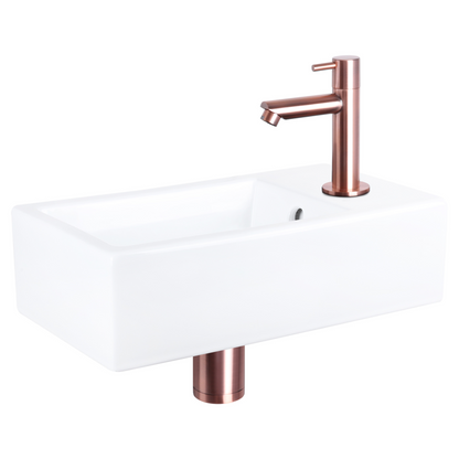 Complete fonteinset Differnz Force 40x22 cm keramiek en koper rechte kraan