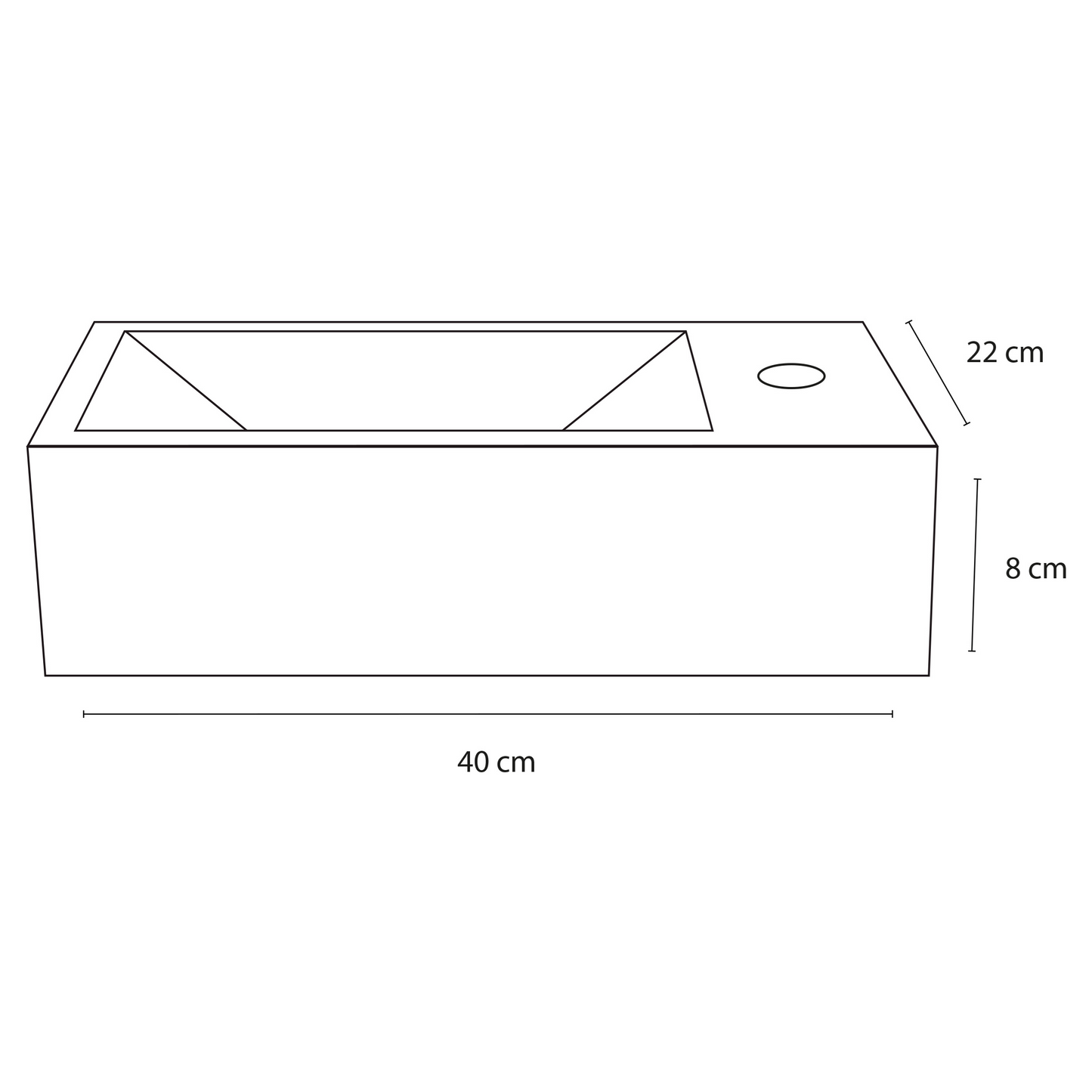 Complete fonteinset Differnz Ravo 38x18 cm lichtgrijs beton en koper gebogen kraan