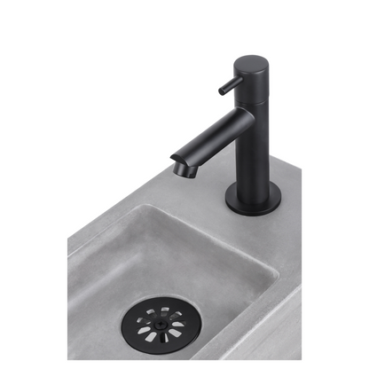 Complete fonteinset Differnz Force 40x22 cm donkergrijs beton en mat zwarte rechte kraan