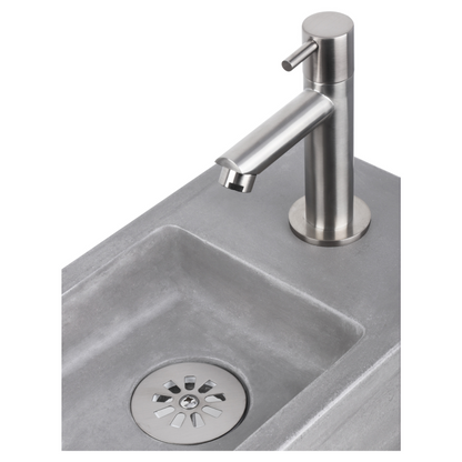 Complete fonteinset Differnz Ravo 38x18 cm donkergrijs beton en mat chroom rechte kraan