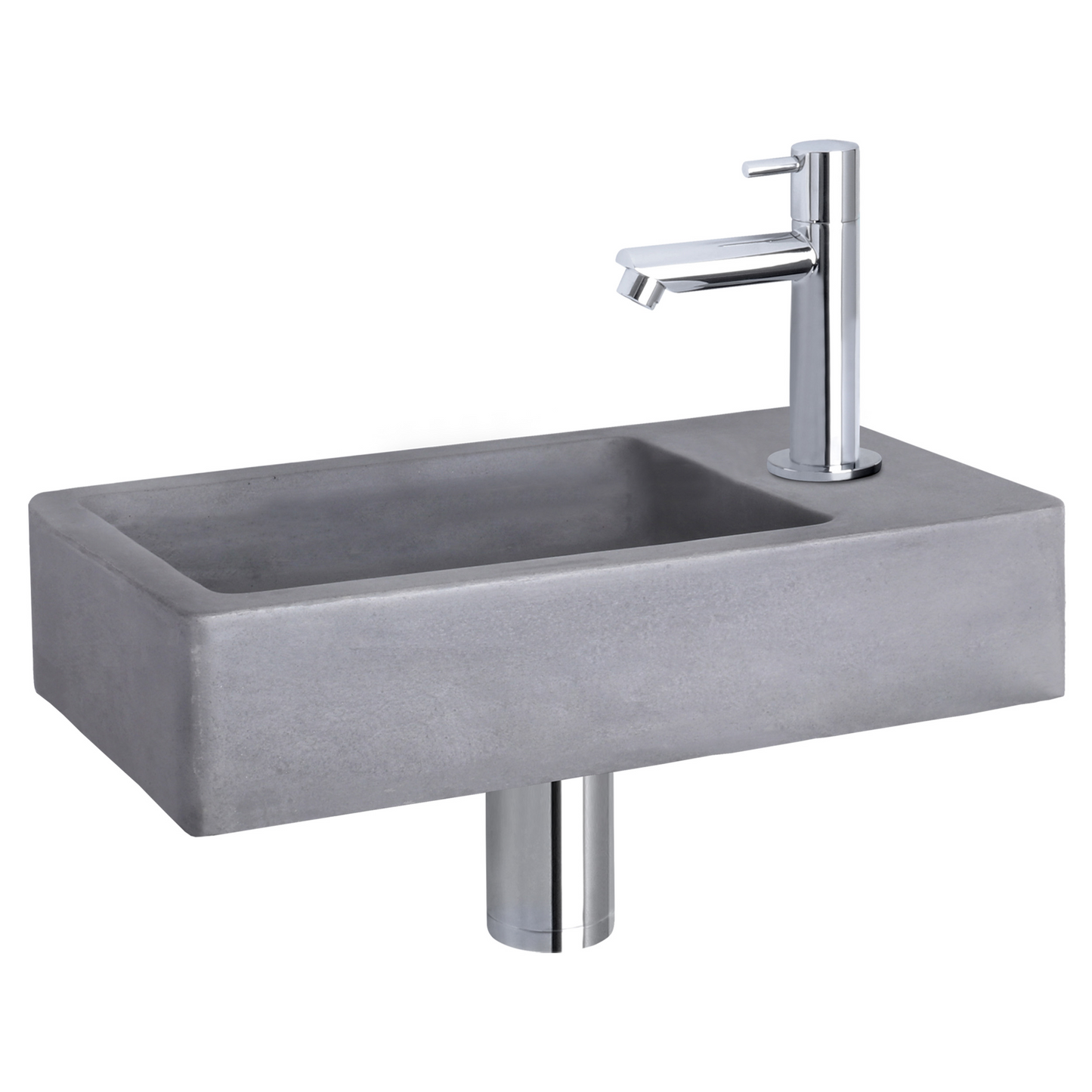 Complete fonteinset Differnz Force 40x22 cm donkergrijs beton en glanzend chroom rechte kraan