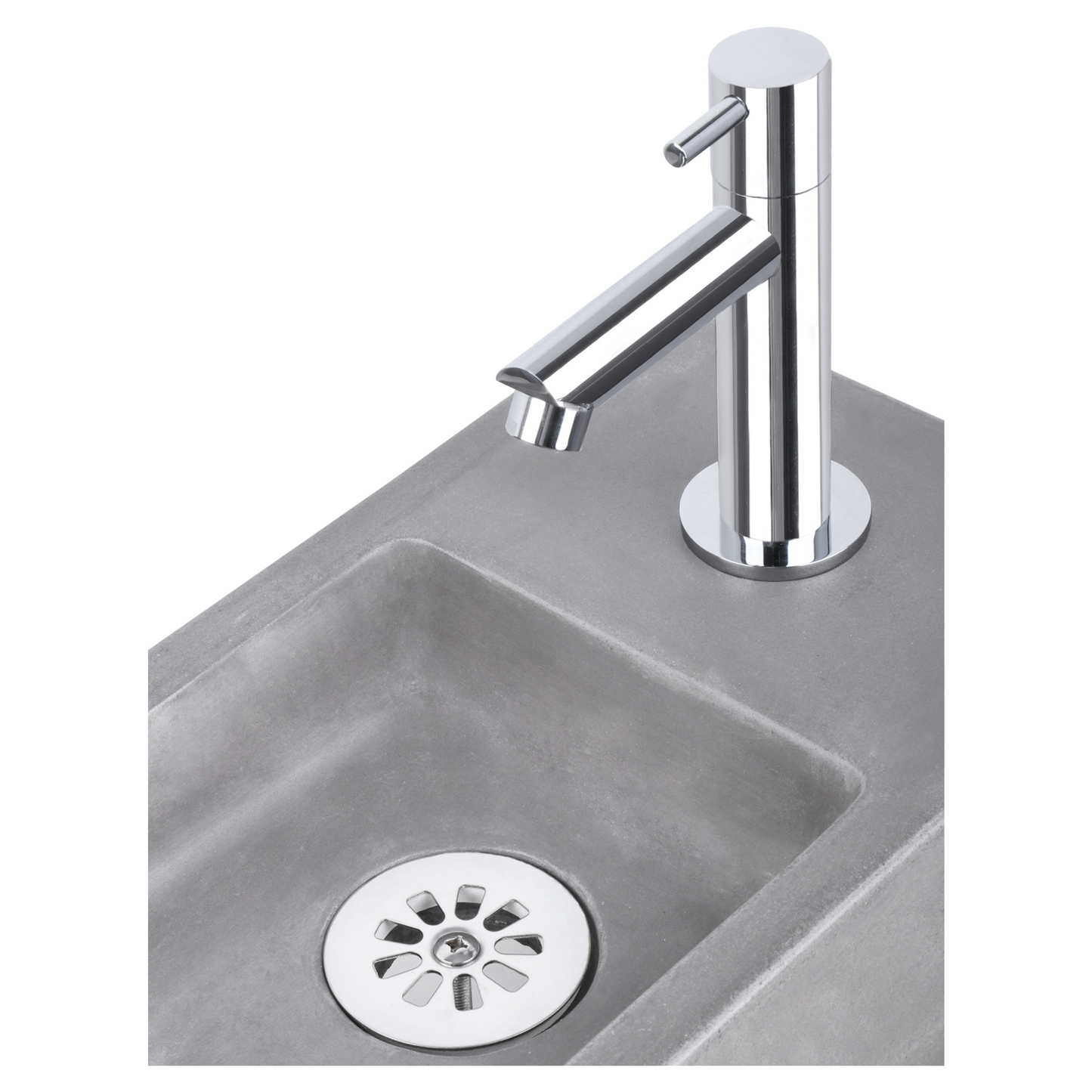 Complete fonteinset Differnz Force 40x22 cm donkergrijs beton en glanzend chroom rechte kraan