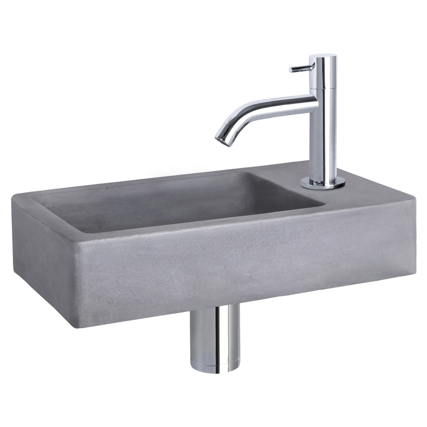 Complete fonteinset Differnz Force 40x22 cm donkergrijs beton en glanzend chroom gebogen kraan