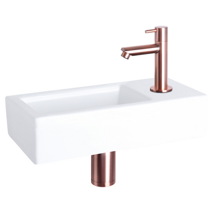 Complete fonteinset Differnz Ravo 38x18 cm keramiek en koper rechte kraan