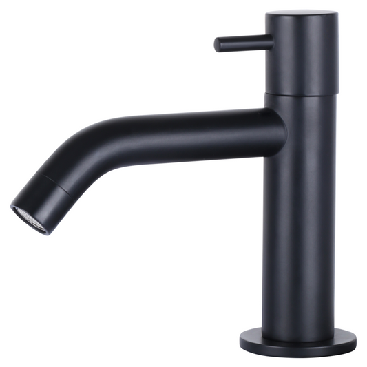 Complete fonteinset met handdoekrek Differnz Force 40x22 cm keramiek en mat zwart gebogen kraan