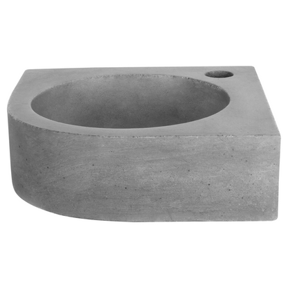Complete hoekfonteinset Differnz Cleo 30x30 cm donkergrijs beton en koper gebogen kraan