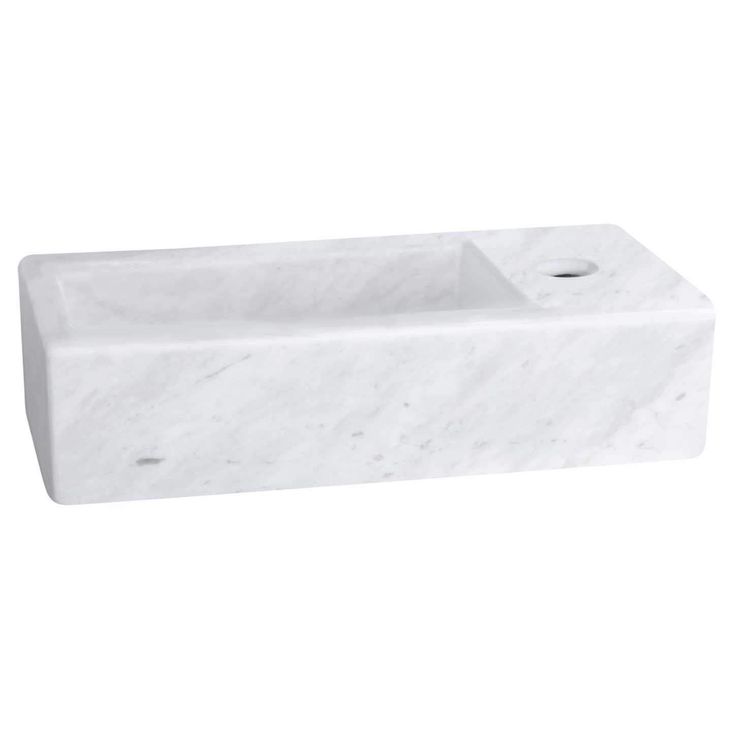 Complete fonteinset Differnz Helios 38x18 cm marmer en glanzend chroom gebogen kraan