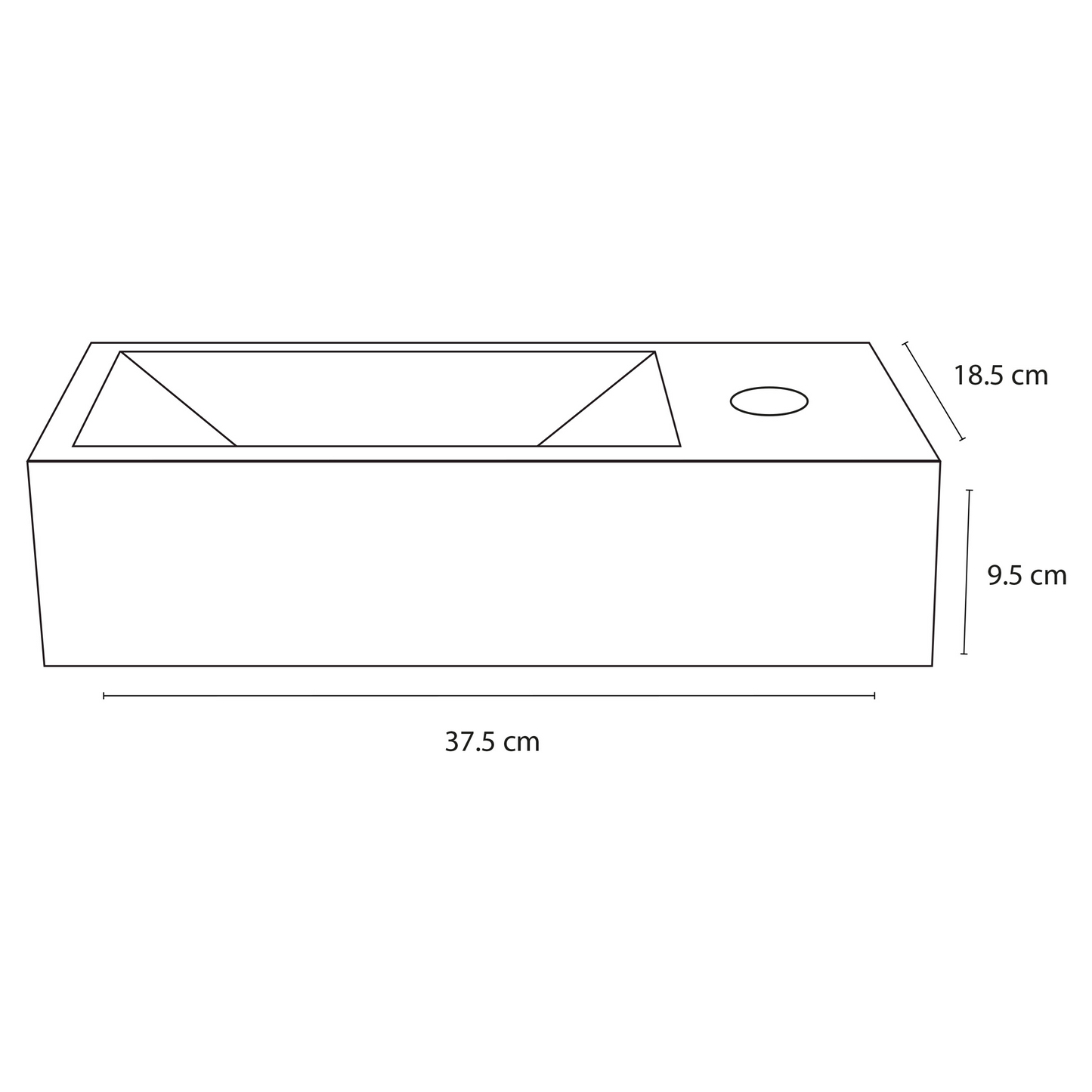 Complete fonteinset Differnz Helios 38x18 cm marmer en glanzend chroom gebogen kraan