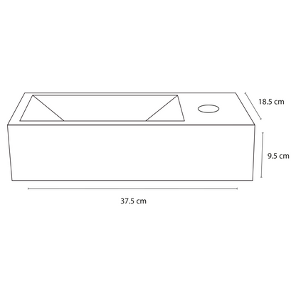Complete fonteinset Differnz Helios 38x18 cm marmer en glanzend chroom gebogen kraan
