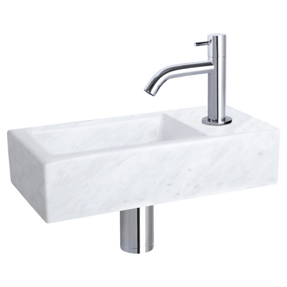Complete fonteinset Differnz Helios 38x18 cm marmer en glanzend chroom gebogen kraan