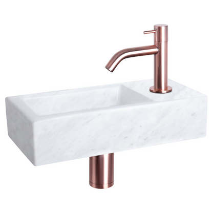 Complete fonteinset Differnz Helios 38x18 cm marmer en koper gebogen kraan