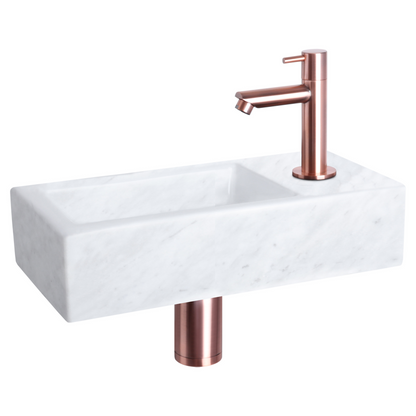 Complete fonteinset Differnz Helios 38x18 cm marmer en koper rechte kraan