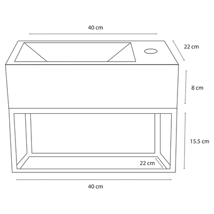 Complete fonteinset met handdoekrek Differnz Force 40x22 cm beton en koper gebogen kraan