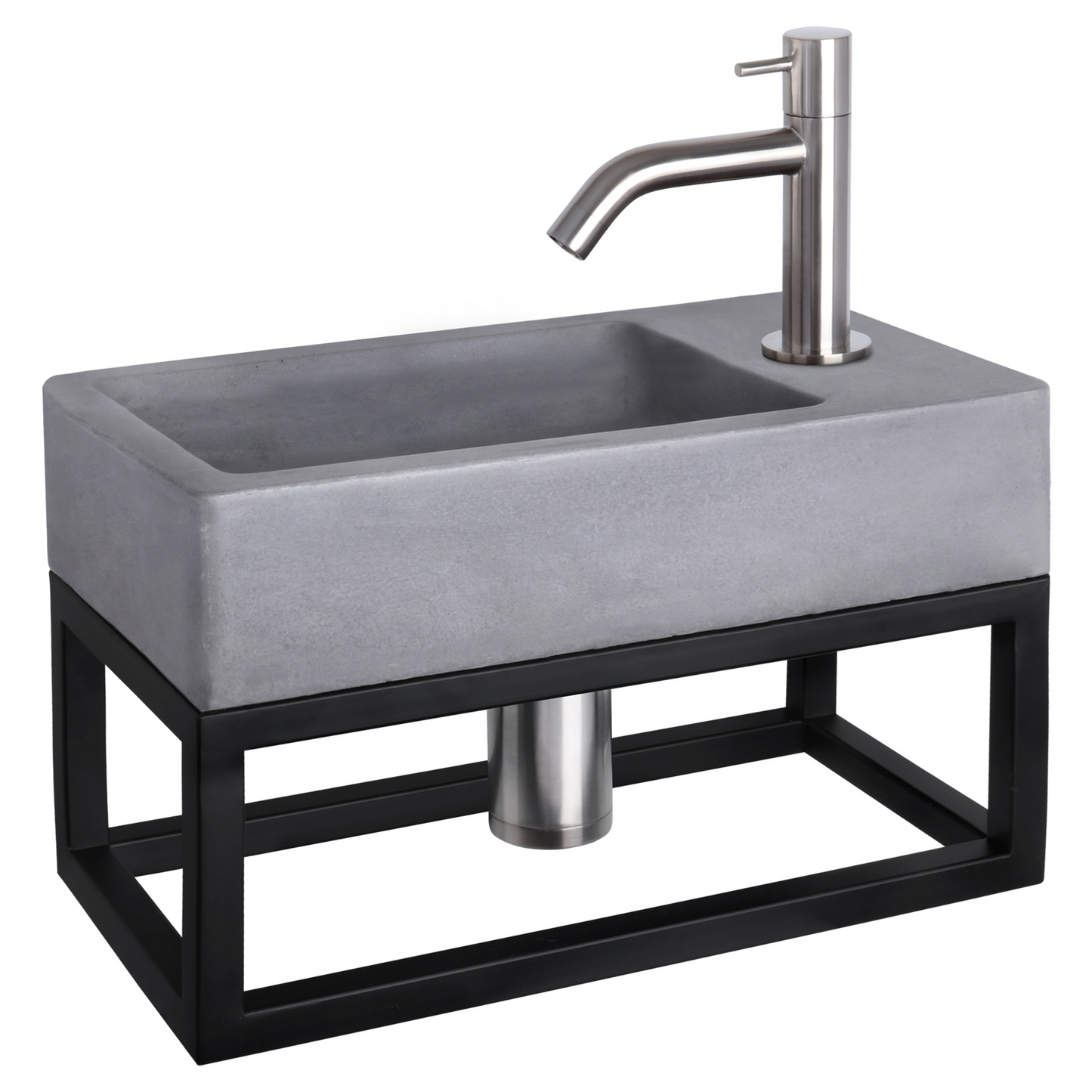 Complete fonteinset met handdoekrek Differnz Force 40x22 cm beton en mat chroom gebogen kraan