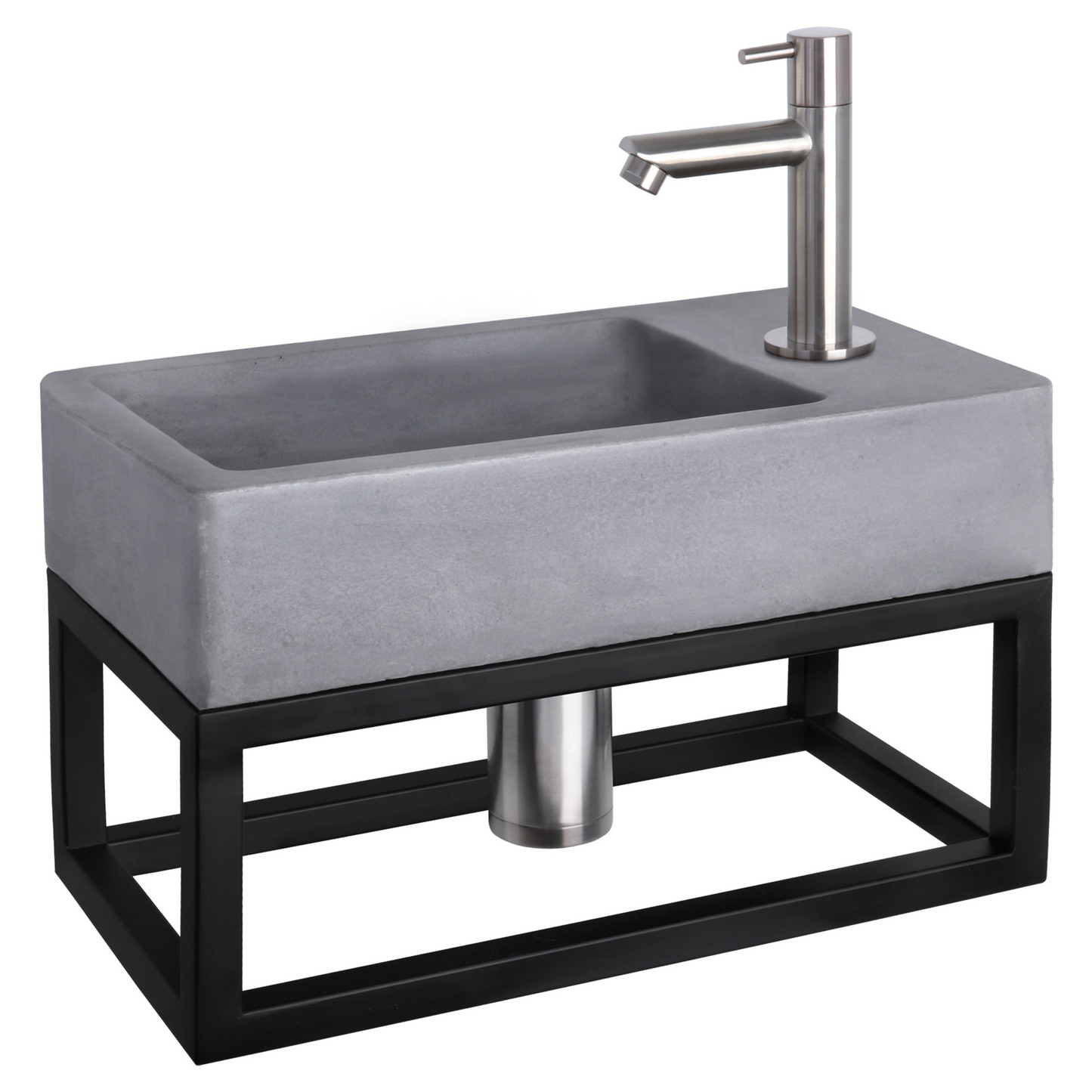 Complete fonteinset met handdoekrek Differnz Force 40x22 cm beton en mat chroom rechte kraan