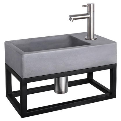 Complete fonteinset met handdoekrek Differnz Force 40x22 cm beton en mat chroom rechte kraan