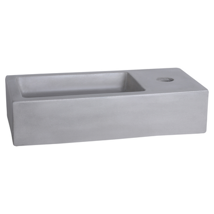 Complete fonteinset met handdoekrek Differnz Ravo 38x18 cm lichtgrijs beton en glanzend chroom gebogen kraan