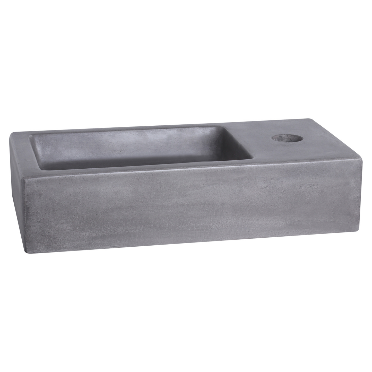 Complete fonteinset met handdoekrek Differnz Ravo 38x18 cm donkergrijs beton en glanzend chroom gebogen kraan