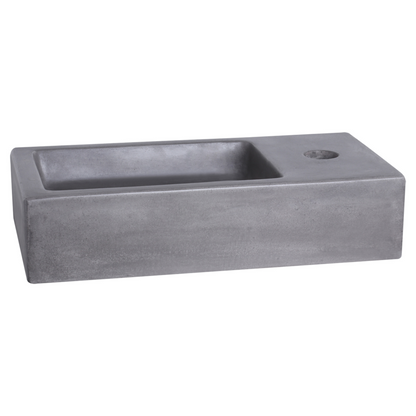 Complete fonteinset met handdoekrek Differnz Ravo 38x18 cm donkergrijs beton en glanzend chroom gebogen kraan