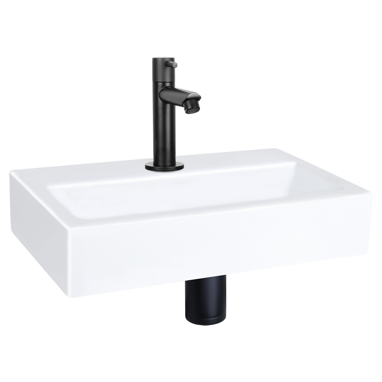 Complete fonteinset Differnz Flat 38x24 cm keramiek en mat zwart
