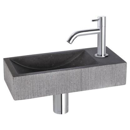 Complete fonteinset Differnz Ribble 38x18 cm natuursteen en chroom gebogen kraan