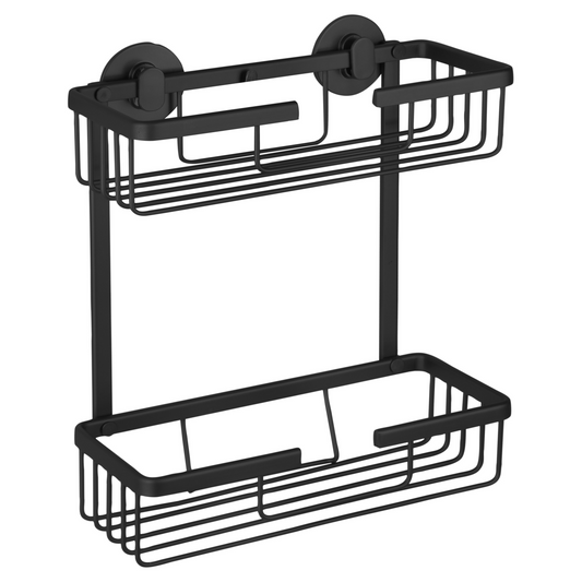 Douche draadmand Differnz rechthoek 2 laags 25cm x 30cm mat zwart