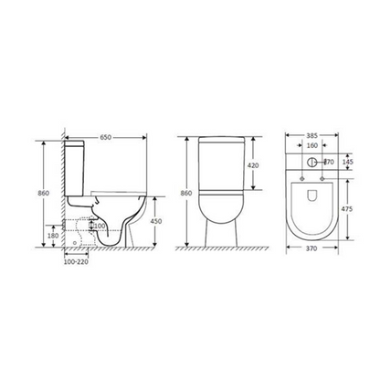 Compleet toilet Differnz duoblok rimlesss met toiletzitting in mat zwart