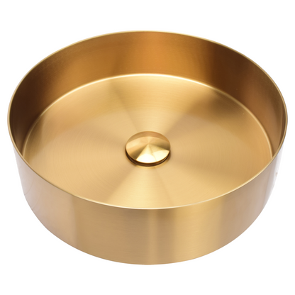 Opbouw waskom Differnz Metal 40 cm inclusief plug in goud RVS