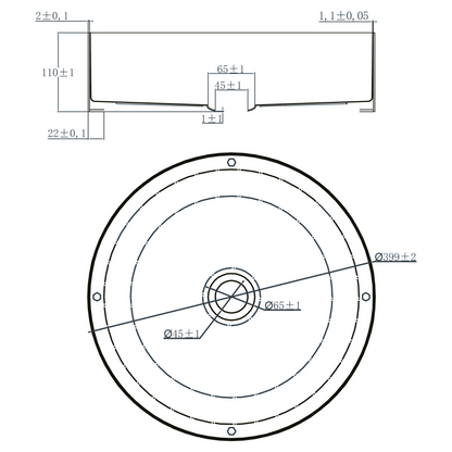 Opbouw waskom Differnz Metal 40 cm inclusief plug in geborsteld RVS