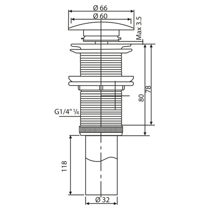 Opbouw waskom Differnz Metal 40 cm inclusief plug in geborsteld RVS