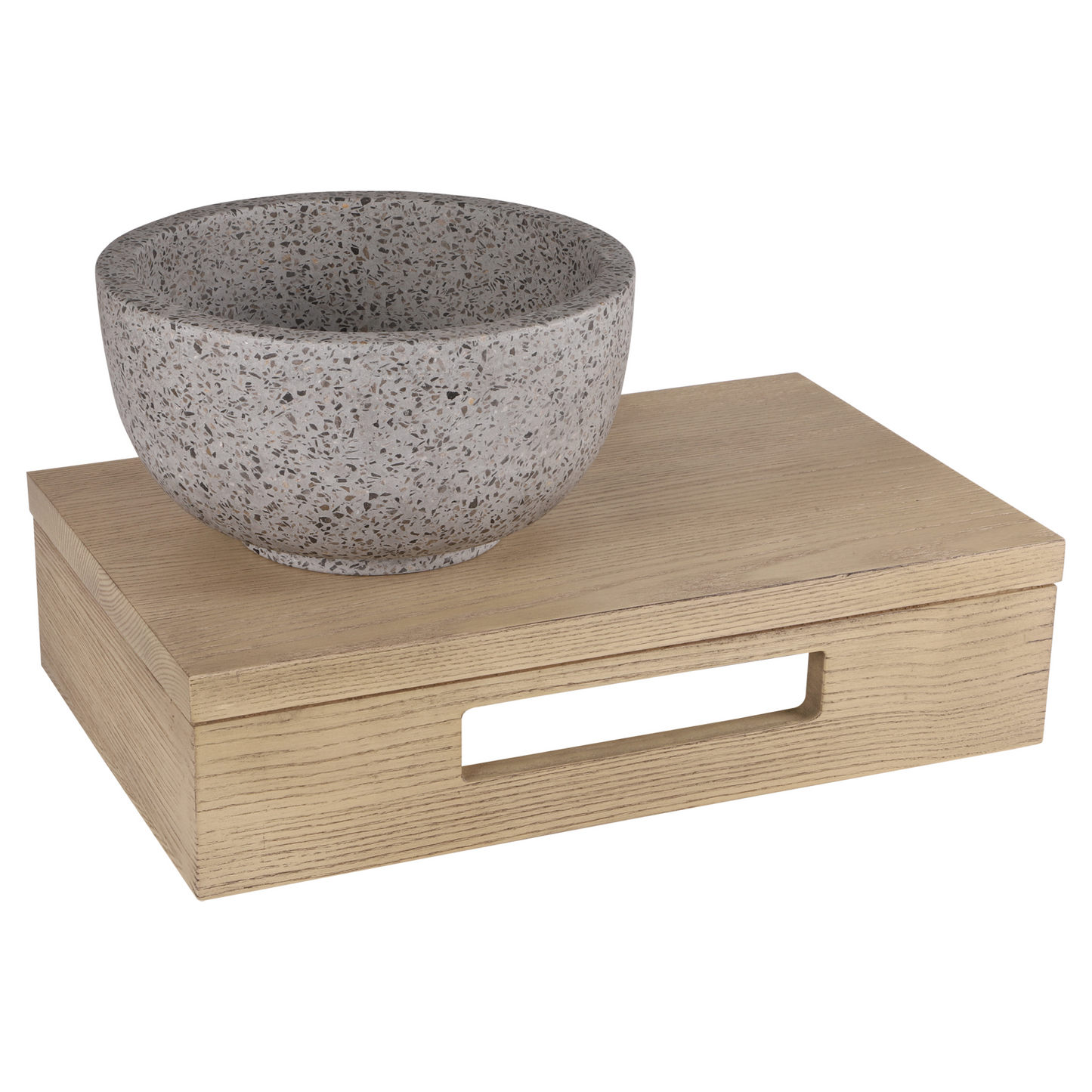Opbouw waskom Differnz River Terrazzo 23 cm natuursteen grof grijs