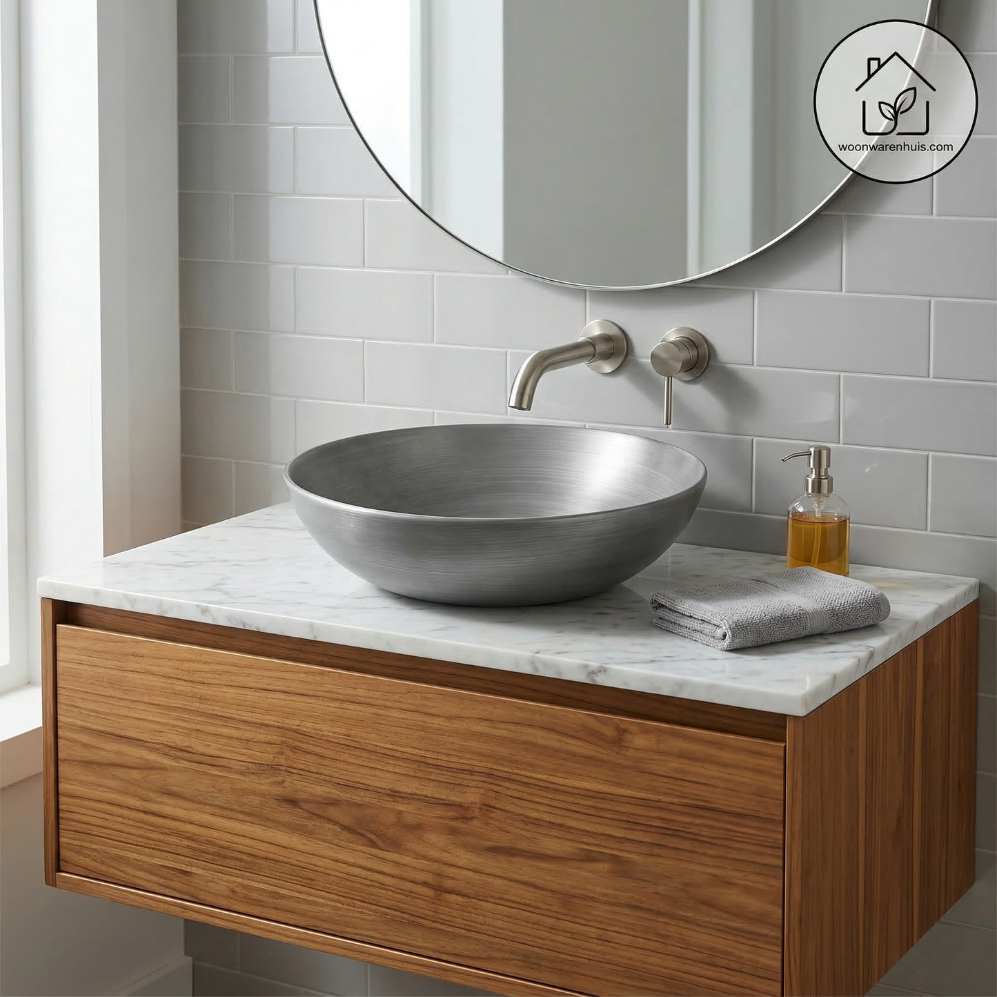 Opbouw waskom Differnz Slim rond 40cm keramiek donkergrijs
