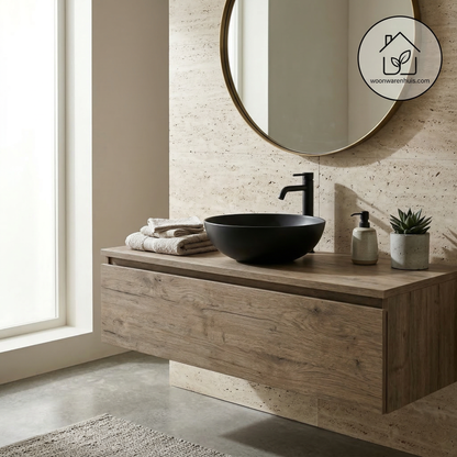 Opbouw waskom Differnz Slim rond 29cm keramiek mat zwart