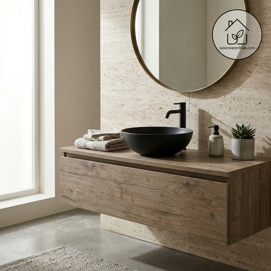 Opbouw waskom Differnz Slim rond 29cm keramiek mat zwart