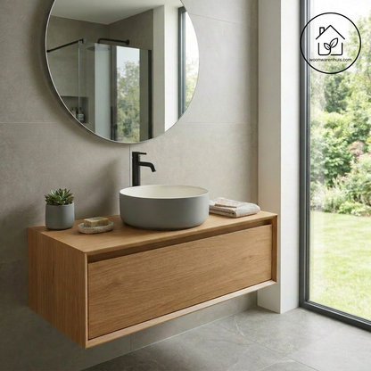 Opbouw waskom Differnz Mira rond 36cm keramiek grijs en wit
