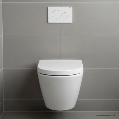 One pack Inbouwreservoir Geberit Duofix UP-320 met Sigma reservoir, drukplaat wit en wandcloset Flow