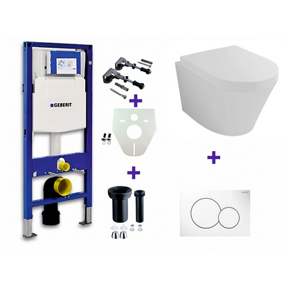 One pack Inbouwreservoir Geberit Duofix UP-320 met Sigma reservoir, drukplaat wit en wandcloset Vesta