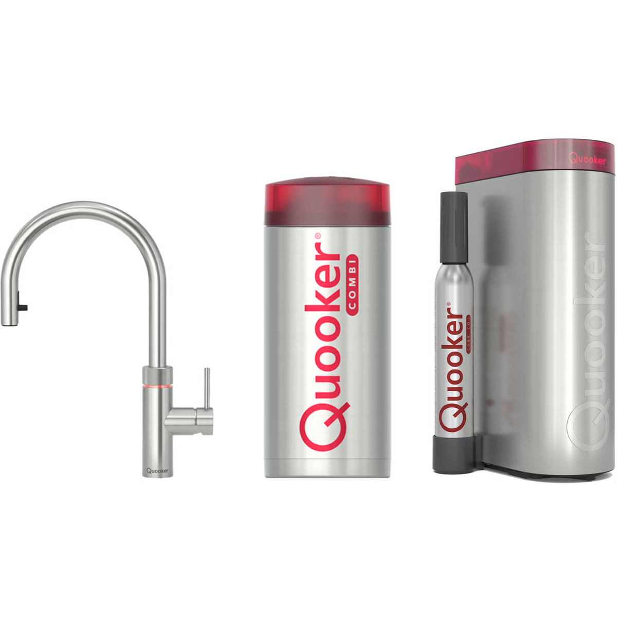 Kokendwaterkraan Quooker Flex Round met COMBI+ en CUBE in RVS