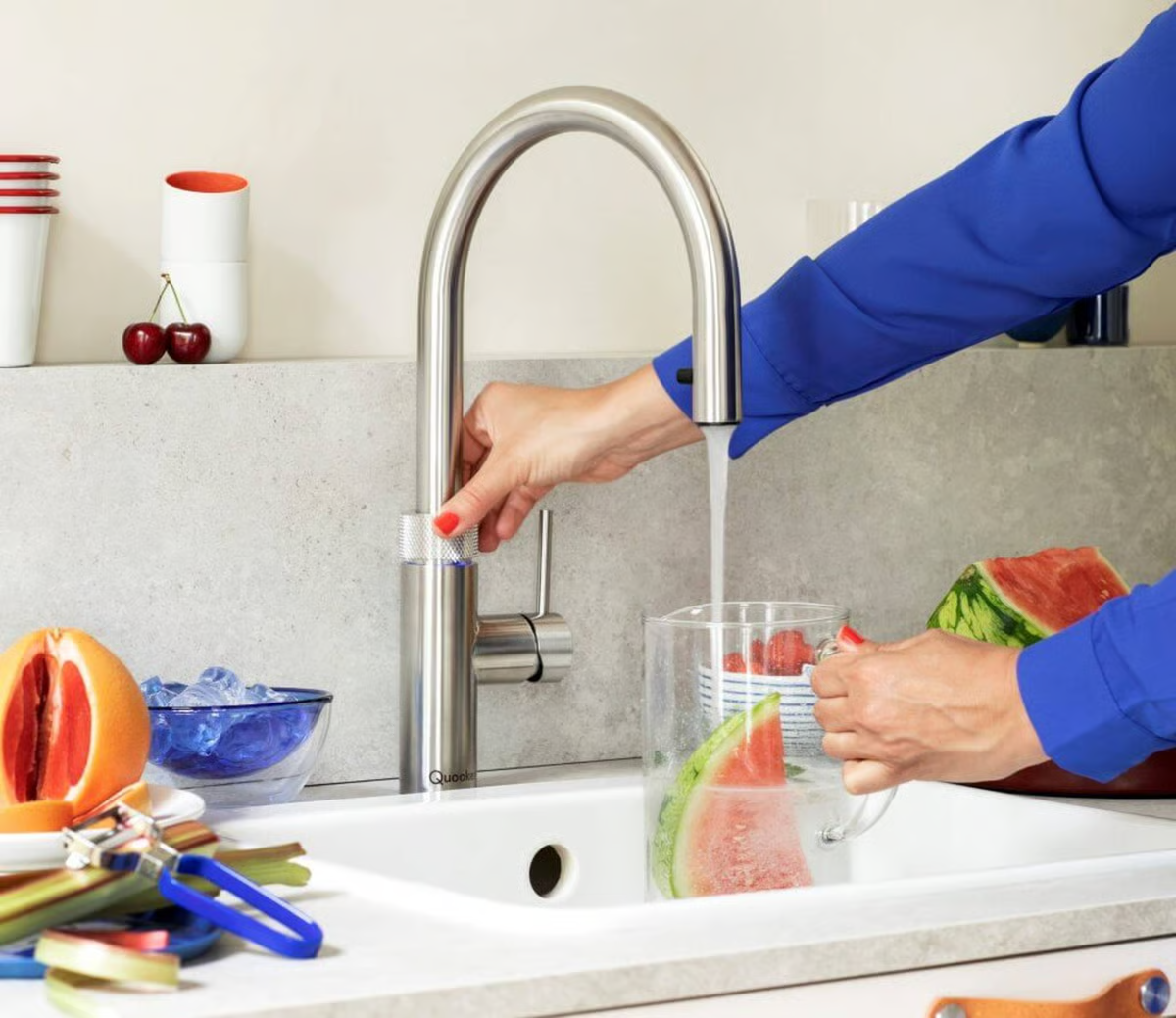 Kokendwaterkraan Quooker Flex Round met COMBI+ en CUBE in RVS