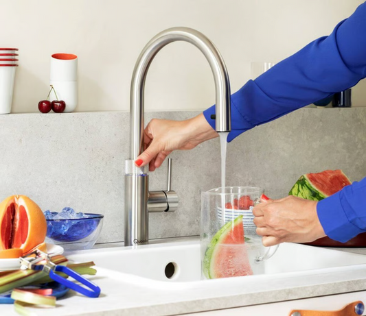 Kokendwaterkraan Quooker Flex Round met COMBI+ en CUBE in RVS