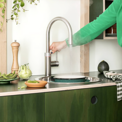 Kokendwaterkraan Quooker Flex Round met COMBI+ en CUBE in RVS