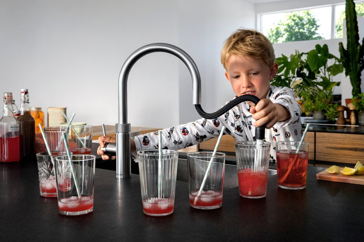 Kokendwaterkraan Quooker Flex Round met COMBI+ en CUBE in RVS