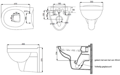 One pack Inbouwreservoir Geberit Duofix UP-320 met Sigma reservoir, drukplaat wit en wandcloset Trevi