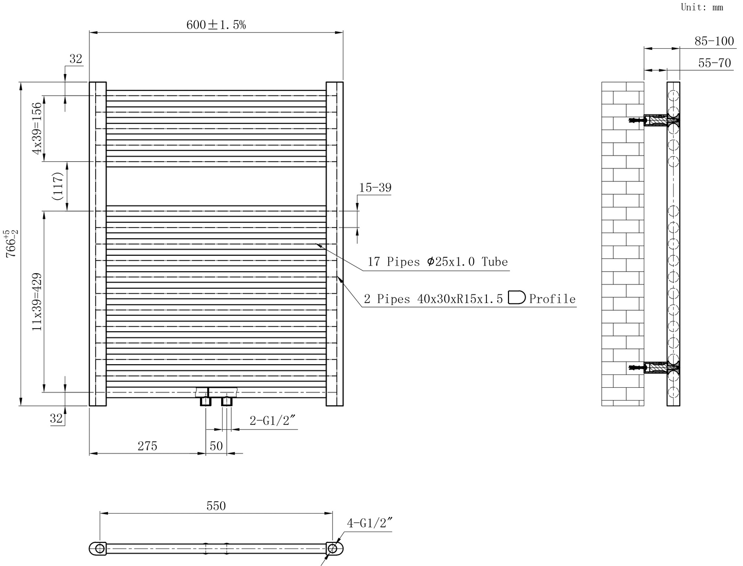 CV designradiator Wiesbaden Elara 76cm x 60cm glans wit
