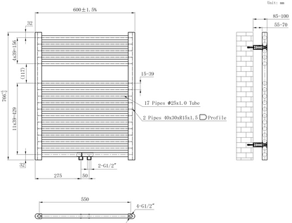 CV designradiator Wiesbaden Elara 76cm x 60cm glans wit