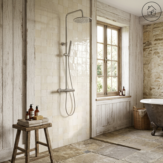 Thermostatische opbouw regendoucheset Wiesbaden Caral chroom