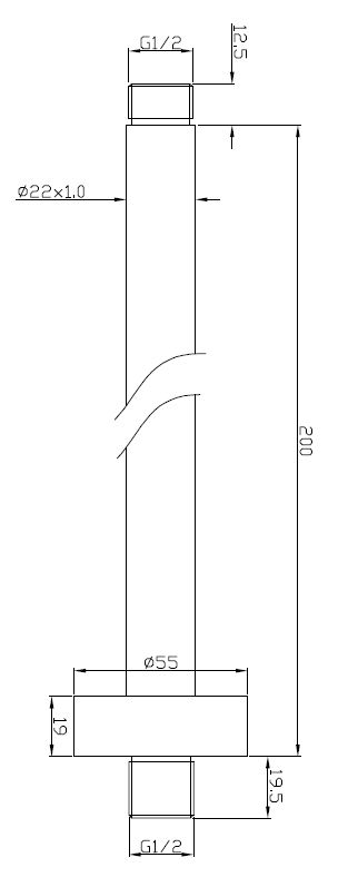 Wiesbaden Unimatch douchearm met plafondbevestiging 20 cm geborsteld koper